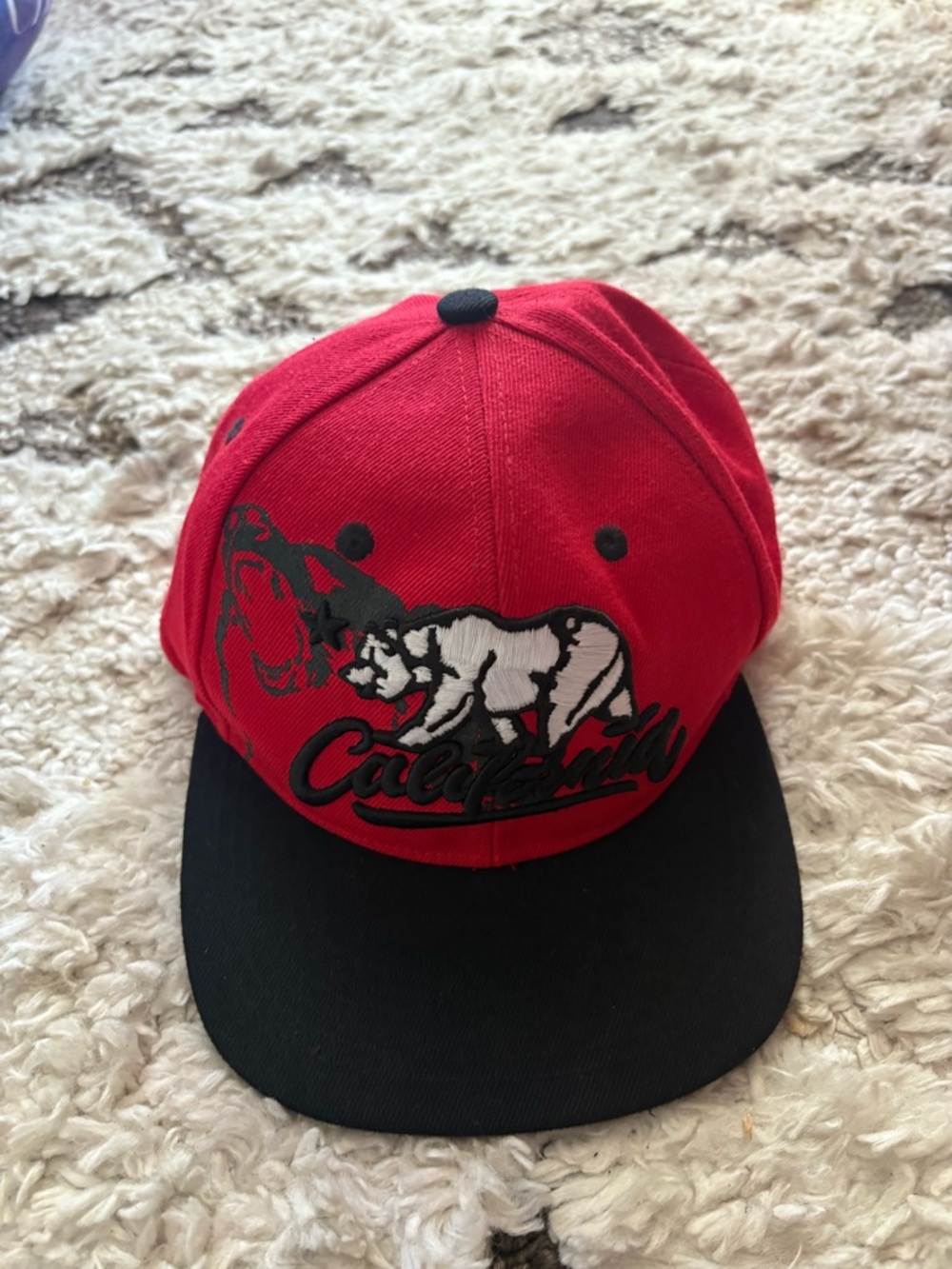 Bear Men's Two-Tone Red and Black Snapback Hat